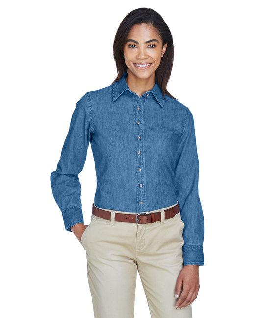 Harriton Ladies' 6.5 oz. Long-Sleeve Denim Shirt M550W - Dresses Max