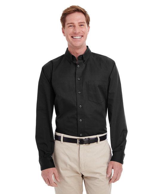 Harriton Men's Tall Foundation 100% Cotton Long-Sleeve Twill Shirt with Teflon M581T - Dresses Max