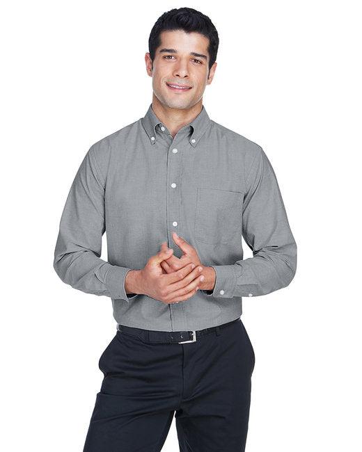 Harriton Men's Long-Sleeve Oxford with Stain-Release M600 - Dresses Max