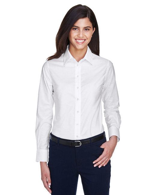 Harriton Ladies' Long-Sleeve Oxford with Stain-Release M600W - Dresses Max