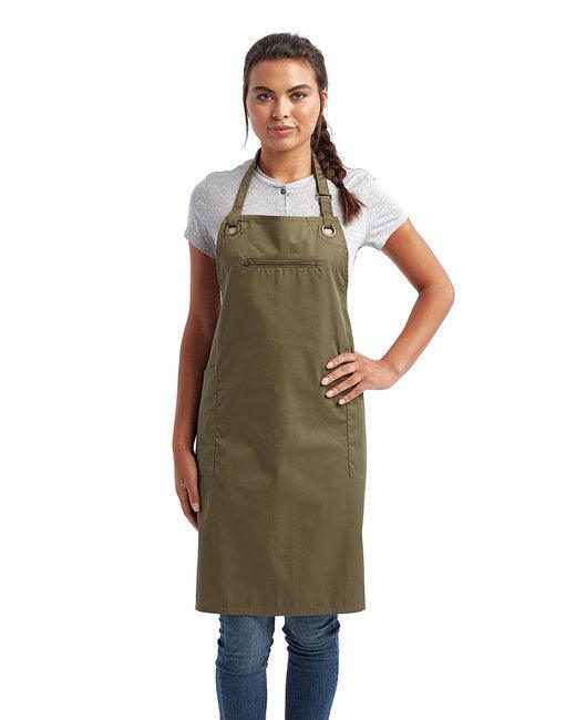 Artisan Collection by Reprime Unisex Barley Contrast Stitch Sustainable Bib Apron RP121 - Dresses Max