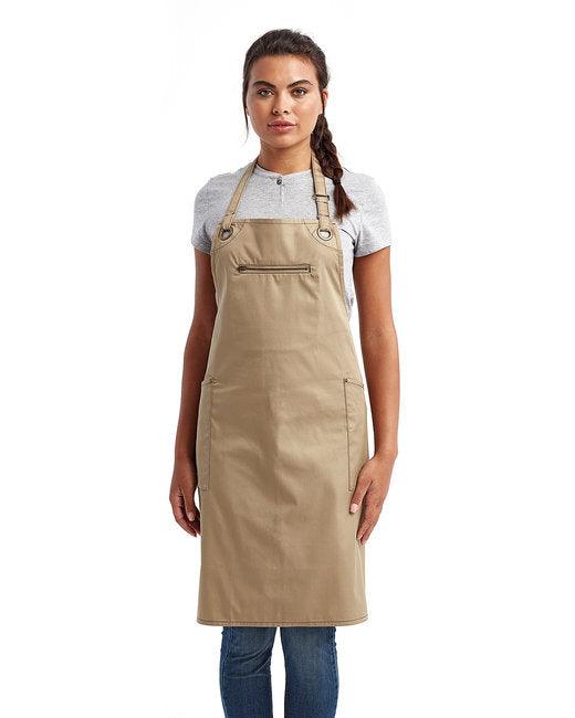 Artisan Collection by Reprime Unisex Barley Contrast Stitch Sustainable Bib Apron RP121 - Dresses Max