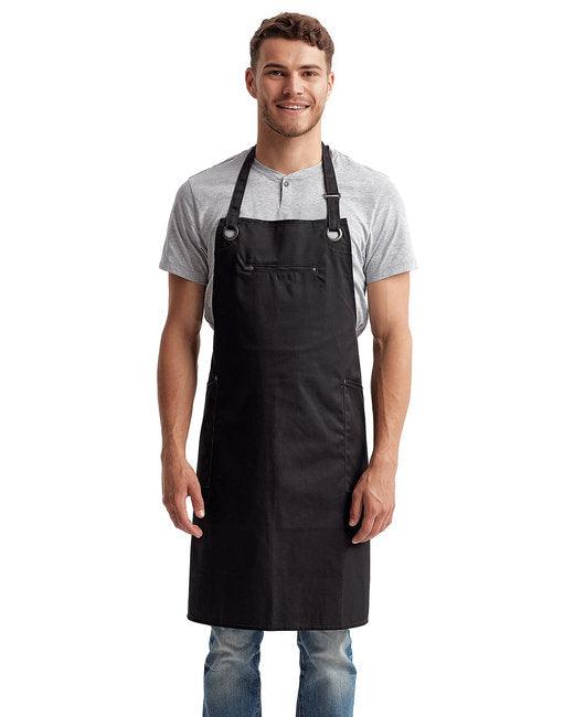 Artisan Collection by Reprime Unisex Barley Contrast Stitch Sustainable Bib Apron RP121 - Dresses Max