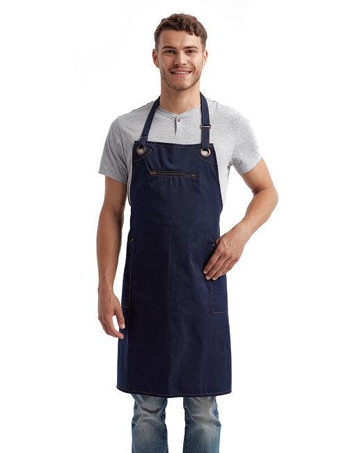 Artisan Collection by Reprime Unisex Barley Contrast Stitch Sustainable Bib Apron RP121 - Dresses Max
