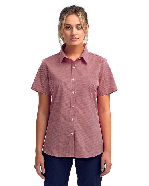 Artisan Collection by Reprime Ladies' Microcheck Gingham Short-Sleeve Cotton Shirt RP321 - Dresses Max