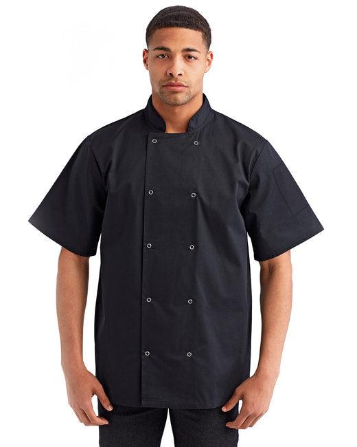 Artisan Collection by Reprime Unisex Studded Front Short-Sleeve Chef's Jacket RP664 - Dresses Max